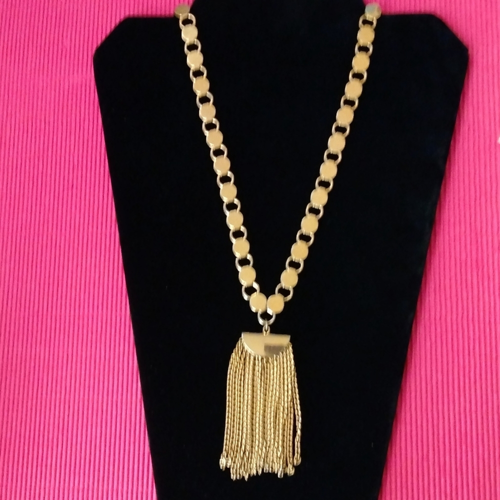 Vtg. Statement Goldtone Tassel Necklace